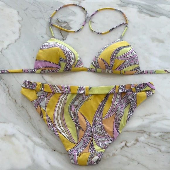 EMILIO PUCCI YELLOW MULTI BIKINI SIZE IT 42 / US 8 - Picture 6 of 12